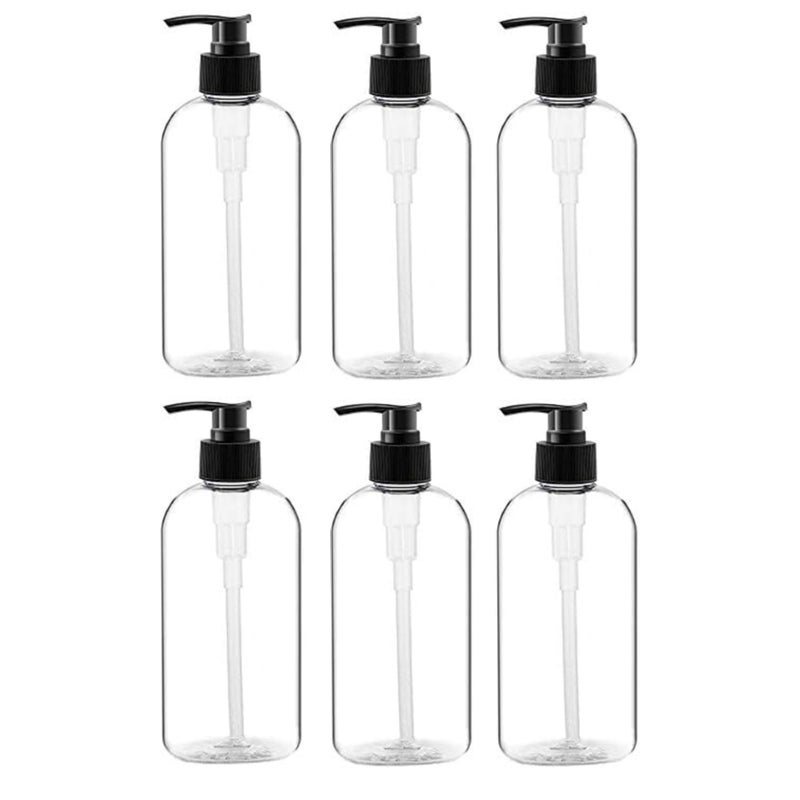 Prakash Empty Plastic Pump Bottles Dispenser 500ml Portable Clear BPAFree Cylinder Shampoo Lotion Hand Pump Bottle Durable Refillable Containers for Massage Oil Liquid Soap Pack of 6 - Image 1