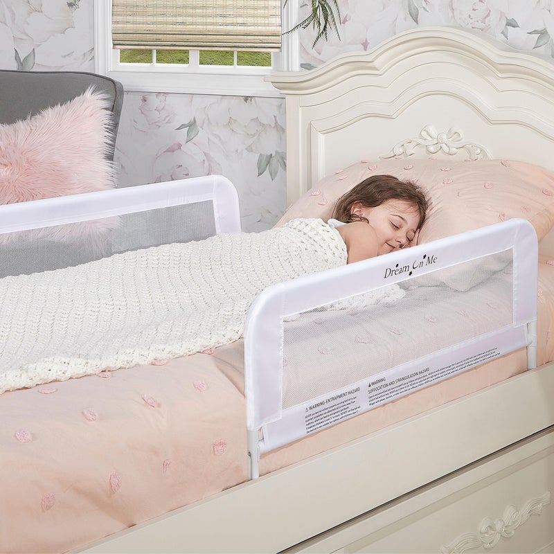 Dream On Me Lightweight Mesh Security Adjustable Bed Rail Double Pack with Breathable Mesh Fabric in White, 2 Count (Pack of 1) - Image 2