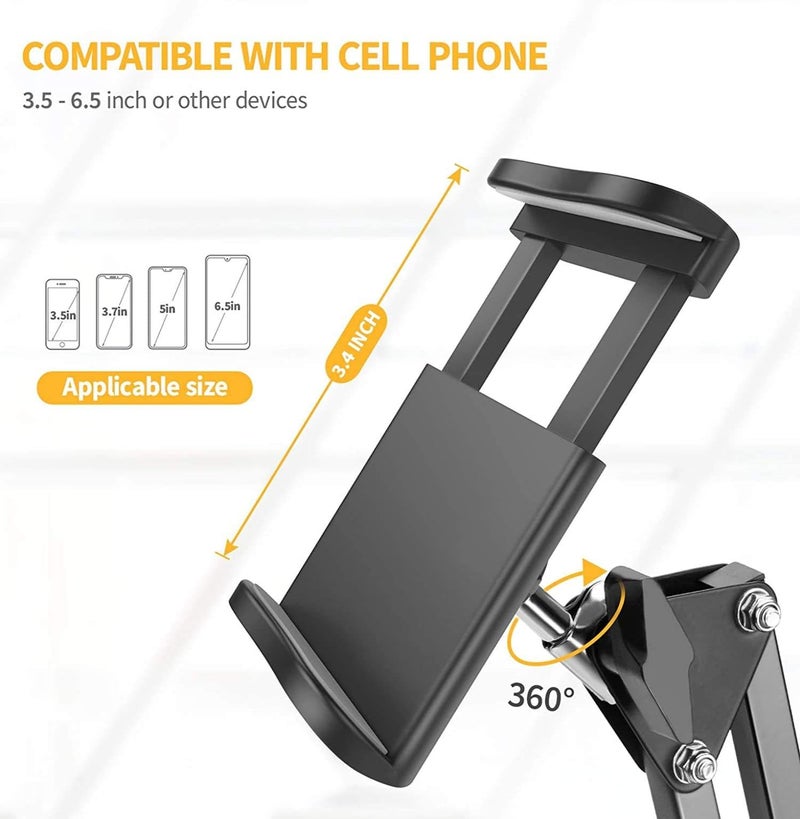 Like Star LikeStar® Adjustable Mobile Phone Holder Stand with Arm Clamp for Desk, 360° Rotation, Sturdy Metal Spring Suspension, Universal Mount for Smartphones, Video Recording, Live Streaming & Online Classes - Image 5