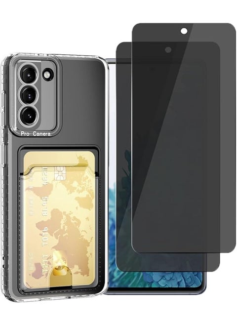 1 Plus 2 Compatible With Samsung Galaxy S20 Fe 5G Privacy Screen Protector With Case Cover Anti Spy Tempered Glass Screen Protector Full Coverage Protection Clear Case With Card Slot