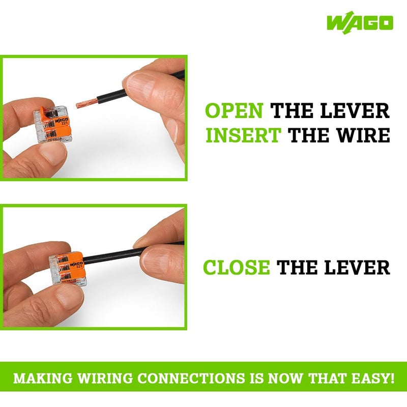 Wago 221-413 Lever-Nuts 3 Conductor Compact Connectors 100 pk - Image 3