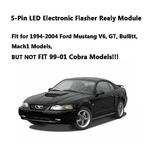 AMFRNE EP27 LED Flasher Relay 5 Pin Fit for 1994-2004 Ford Mustang V6, GT, Bullitt, Mach1 | 2005-2007 Ford Five Hundred | LED Electronic Turn Signal & Hazard Warn Realy, Stop Hyper Flash, EP27 Flasher Relay - Image 3