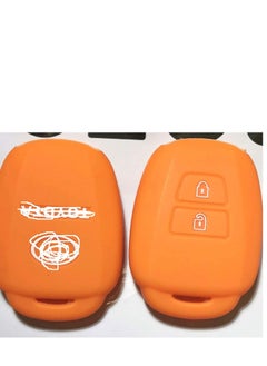 althiqahkey Toyota Corolla Camry Yaris Fortuner Prado Land Cruiser Car Key Silicone Cover (2 Buttons Orange) 
