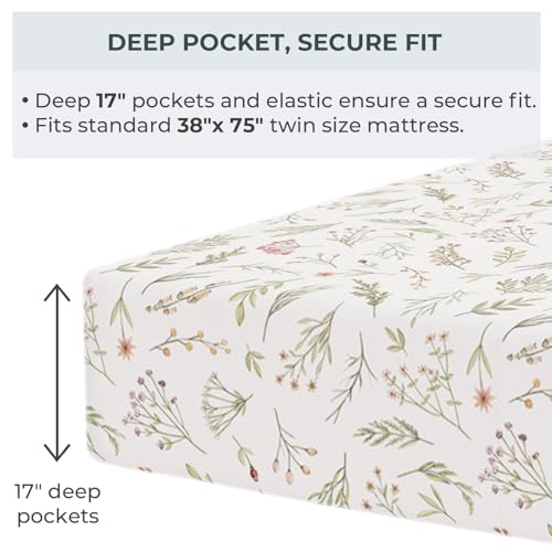 Pobibaby Premium Twin Full Sheets Sets Kids Double Bed Sheets in Cotton Blend | Ultra-Soft Woodland Camping Print with Fitted Sheet, Flat Sheet & Pillowcases (Twin Zephyr Minnie) - Image 3