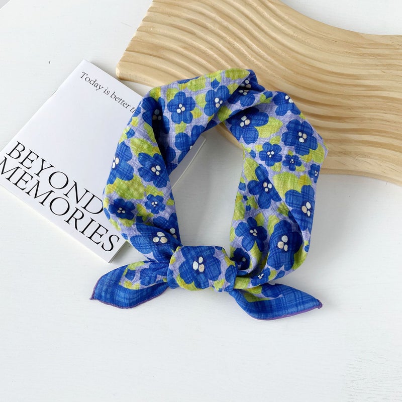 Ladies Spring Cotton Scarf Cashew Print QM5808-Five-petal Blue