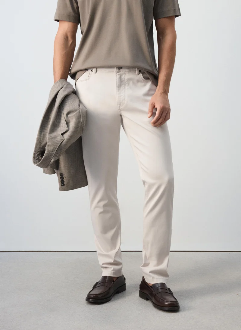 Regular-fit cotton trousers