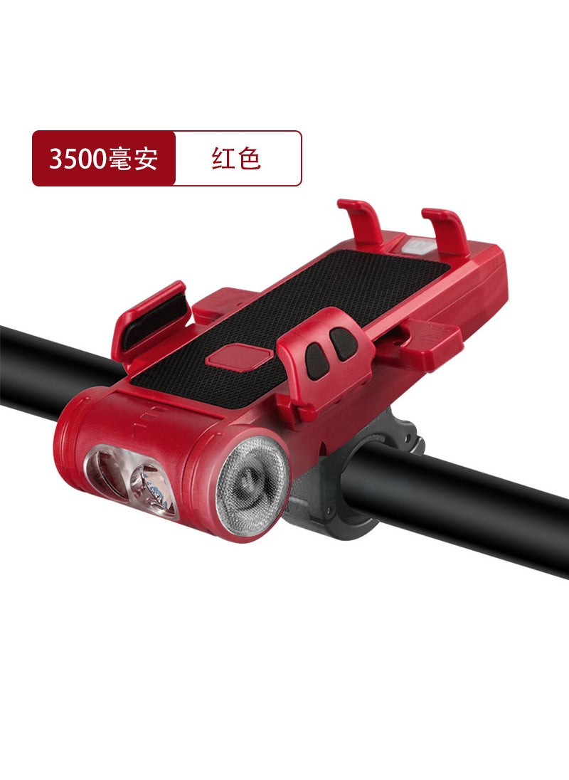 Generic 3500mAh USB T6 Dual Bead Front Bike Light 3500 mA Red 