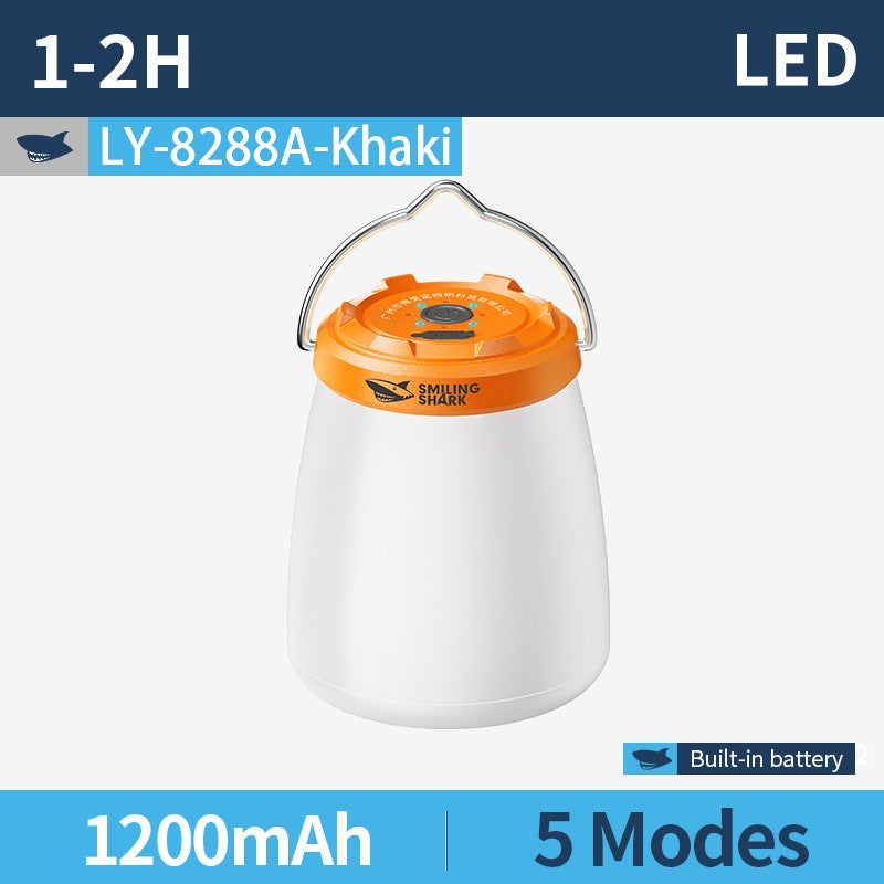 القرش المبتسم مصباح كشاف صغير للخارج بتصميم زجاجة وخطاف - LED قابل لإعادة الشحن - Image 1