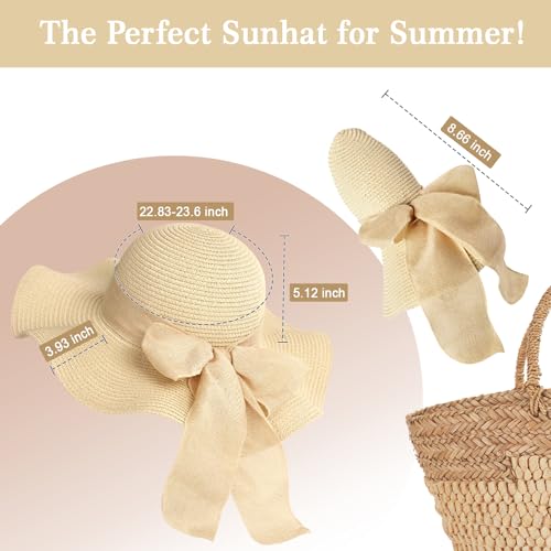 Pleneal Beach Sun Hats for Women, Wide Brim Straw Hats with Adjustable Band, UPF 50+ Summer Foldable Roll up Hat - Image 4