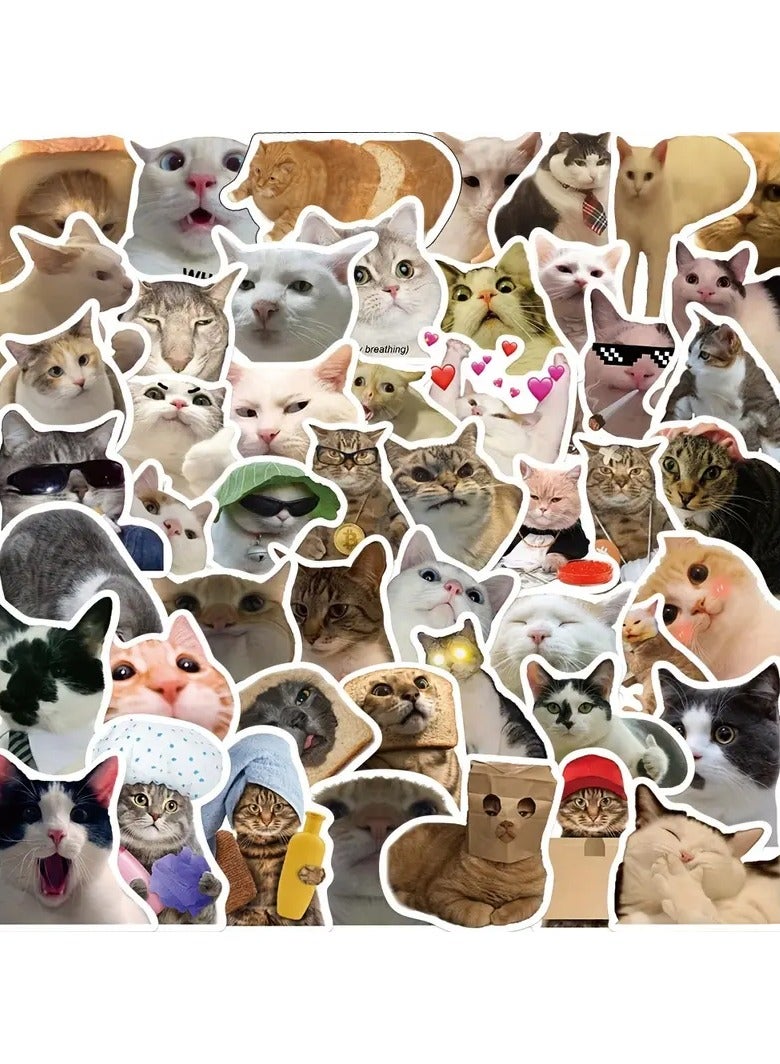 Goolsky 50 قطعة ملصقات حيوانات مضحكة للقطط ملصقات فينيل مقاومة للماء لدفتر القصاصات، التدوين، اللابتوب، ملصقات الصدمات، لوح التزلج، زجاجات المياه، الكمبيوتر، الهاتف، كرتون، خوذة صلبة، ملصقات السيارات - الشتاء، رأس السنة - Image 1
