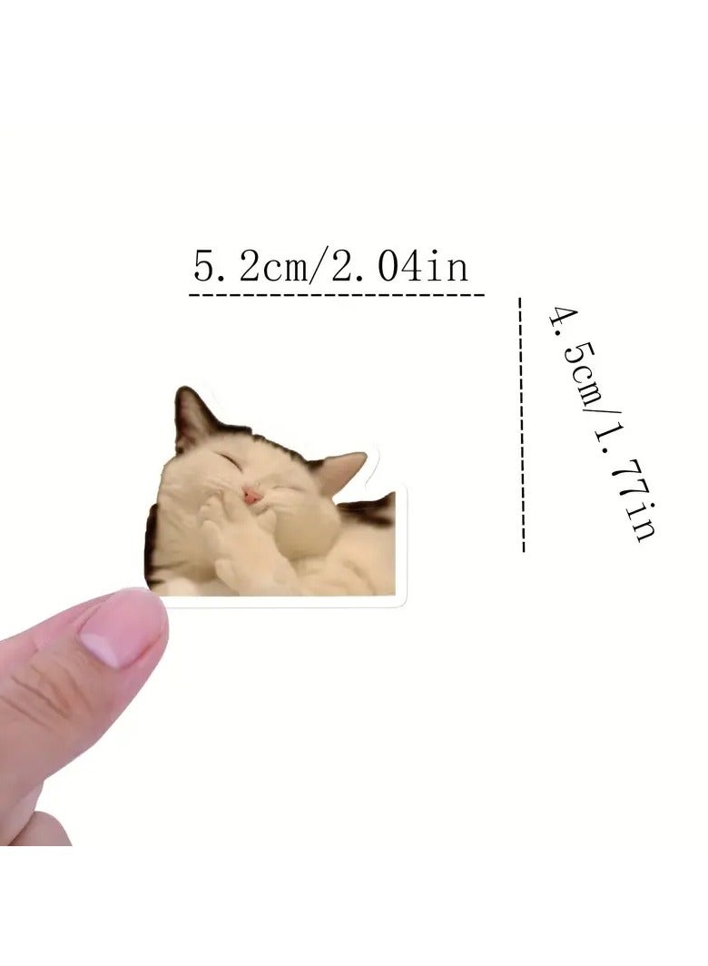 Goolsky 50 قطعة ملصقات حيوانات مضحكة للقطط ملصقات فينيل مقاومة للماء لدفتر القصاصات، التدوين، اللابتوب، ملصقات الصدمات، لوح التزلج، زجاجات المياه، الكمبيوتر، الهاتف، كرتون، خوذة صلبة، ملصقات السيارات - الشتاء، رأس السنة - Image 3