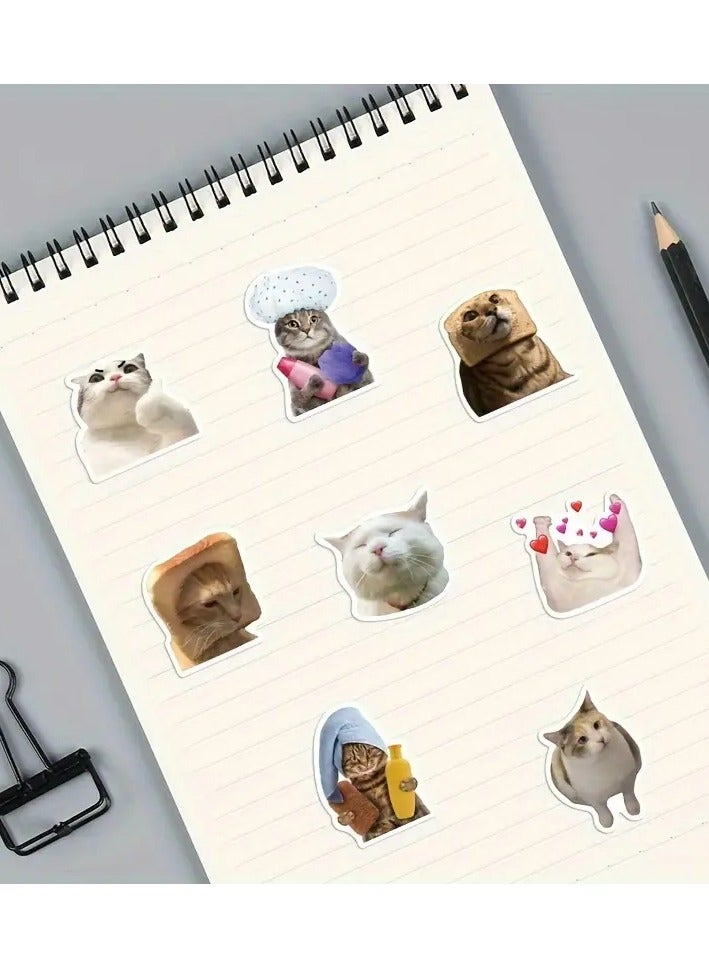 Goolsky 50 قطعة ملصقات حيوانات مضحكة للقطط ملصقات فينيل مقاومة للماء لدفتر القصاصات، التدوين، اللابتوب، ملصقات الصدمات، لوح التزلج، زجاجات المياه، الكمبيوتر، الهاتف، كرتون، خوذة صلبة، ملصقات السيارات - الشتاء، رأس السنة - Image 4