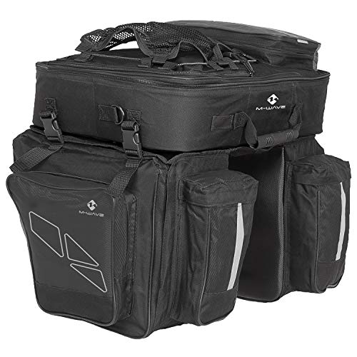 M-Wave Bicycle Cycling Triple Pannier Bag, Black - Image 1