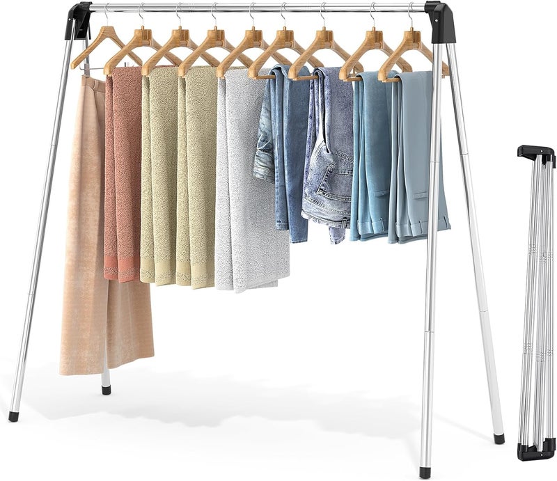 KINGRACK Folding Washing Rack, Stand Dryer Made of Stainless Steel, with Non-Slip Feet, Space-Saving, Suitable for Indoor and Outdoor Use - Image 1