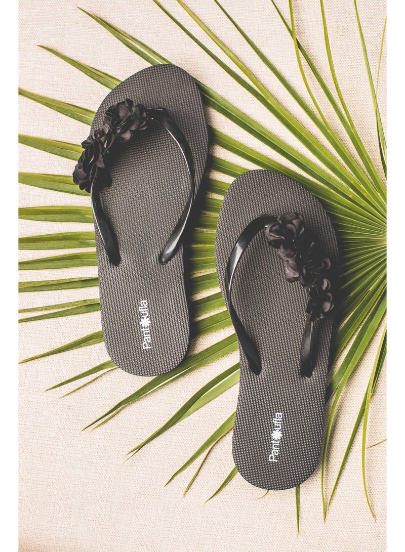 بنتوفلا شبشب صيفي هاندميد فلور اسود - Image 3