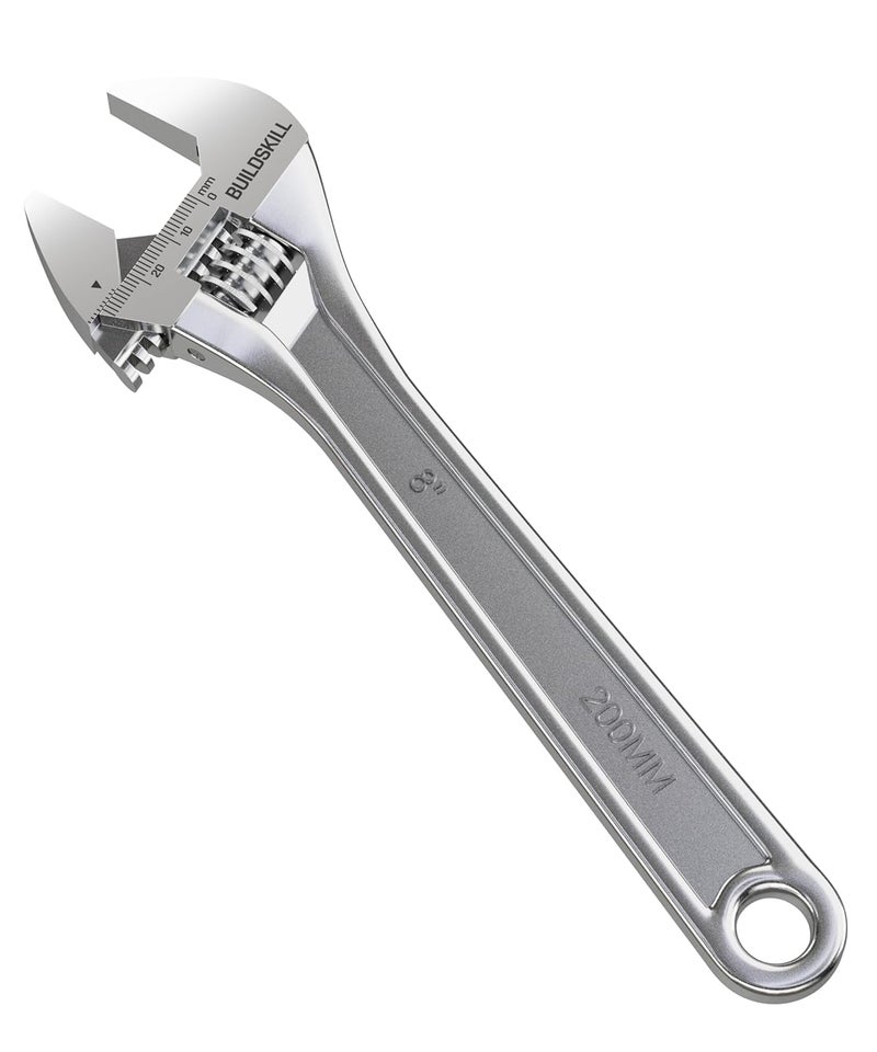 BUILDSKILL BUILDSKILL 8 200mm Adjustable wrench Chrome Vanadium Steel Professional Home Use Single sided Rust resistant plumbing tools Adjustable spanner with lasered scale 6 months warranty  - Image 1