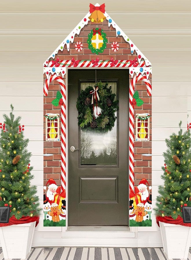 Dhnvcud 3 Pcs Christmas Door Cover Decorations,Gingerbread Party Door Banner Set for Xmas Holiday Party Photography Photo Background Decor - Image 1