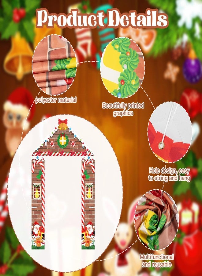 Dhnvcud 3 Pcs Christmas Door Cover Decorations,Gingerbread Party Door Banner Set for Xmas Holiday Party Photography Photo Background Decor - Image 3