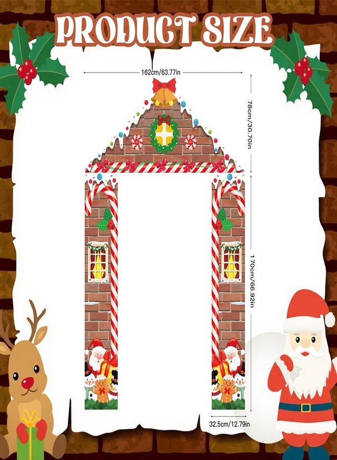 Dhnvcud 3 Pcs Christmas Door Cover Decorations,Gingerbread Party Door Banner Set for Xmas Holiday Party Photography Photo Background Decor - Image 2