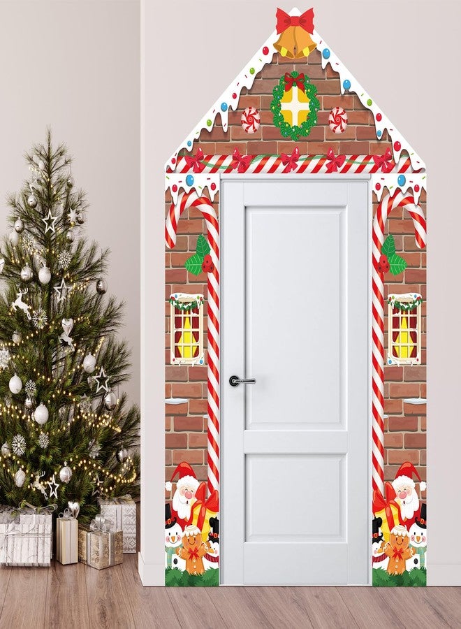 Dhnvcud 3 Pcs Christmas Door Cover Decorations,Gingerbread Party Door Banner Set for Xmas Holiday Party Photography Photo Background Decor - Image 4