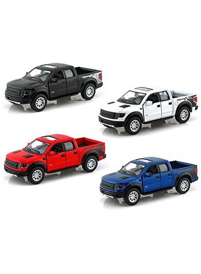 KiNSMART 2013 Ford F-150 SVT Raptor Supercrew 1:46 Scale 5" Die Cast Metal Model Toy Truck SetOf4 - Image 1