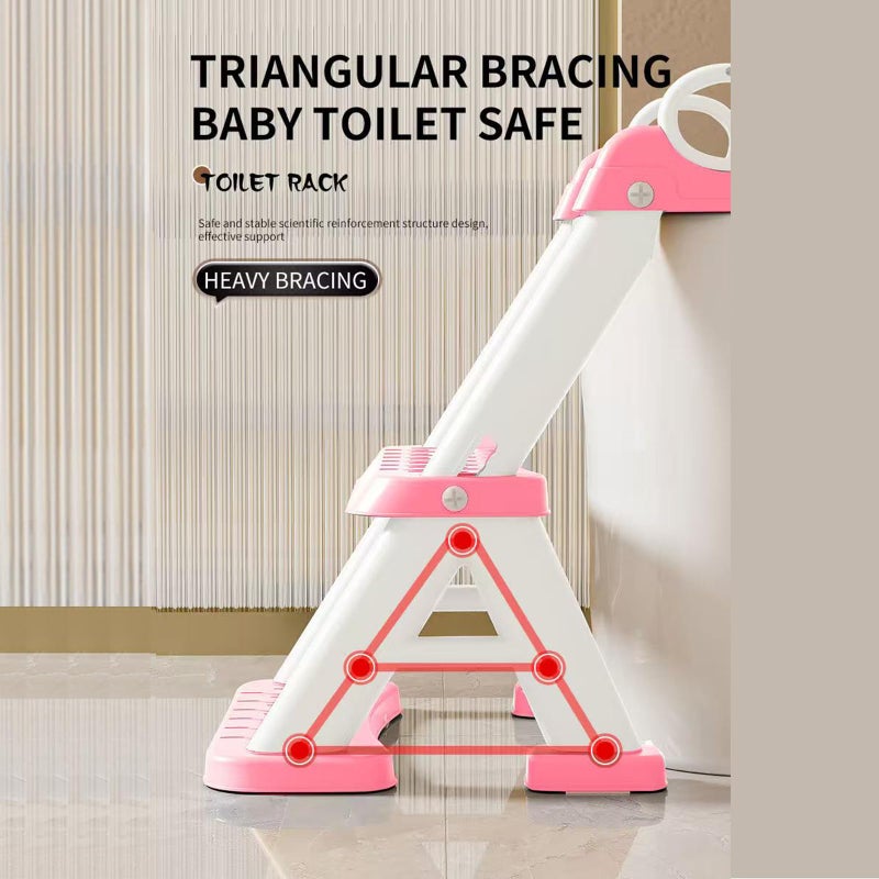 PandaEar Toilet Potty Training Seat with Step Stool Ladder, Comfortable Safe Potty Seat with Anti-Slip Pads Ladder & Bear Design for Kids Boys Toddlers -Pink - Image 3