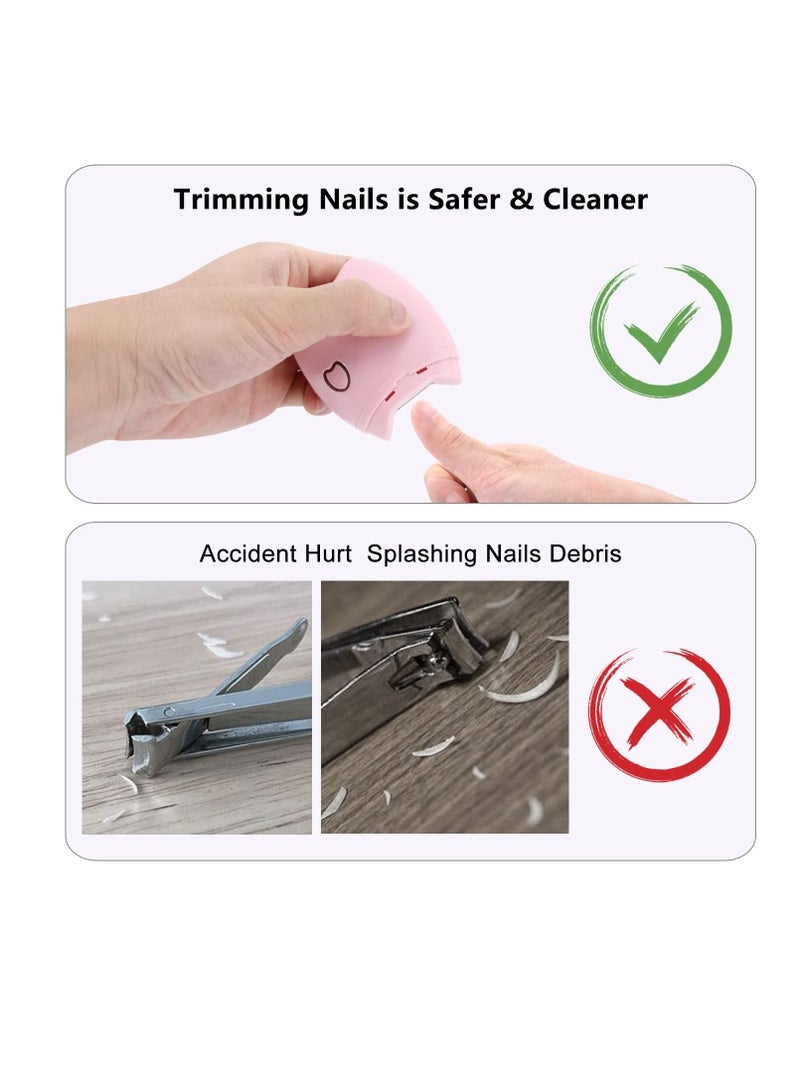 Excefore Electric Safe Nail Trimmer, Automatic Nail Clipper, USB Rechargeable Fingernail Trimmer, Low Noise Portable Nail Cutter File for Baby, for Baby, Kids, Seniors and Adult (Pink) - Image 2