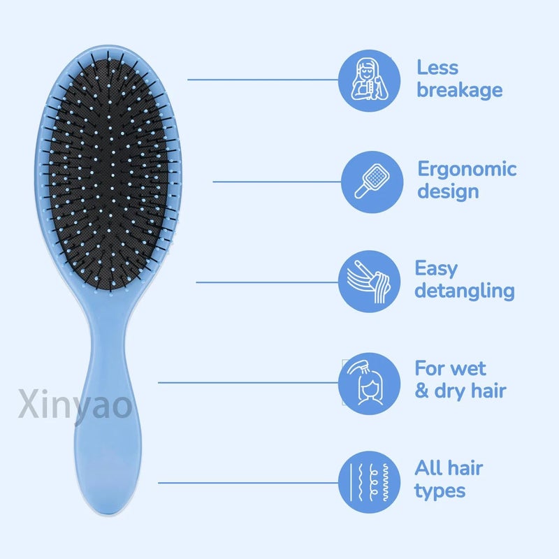 Bluejw Logo Hair Brush - Soft Flexible Bristles Hairbrush for Women Men, Detangling Brush for All Hair Types: Wet, Dry, Curly, Straight Hair - Image 3