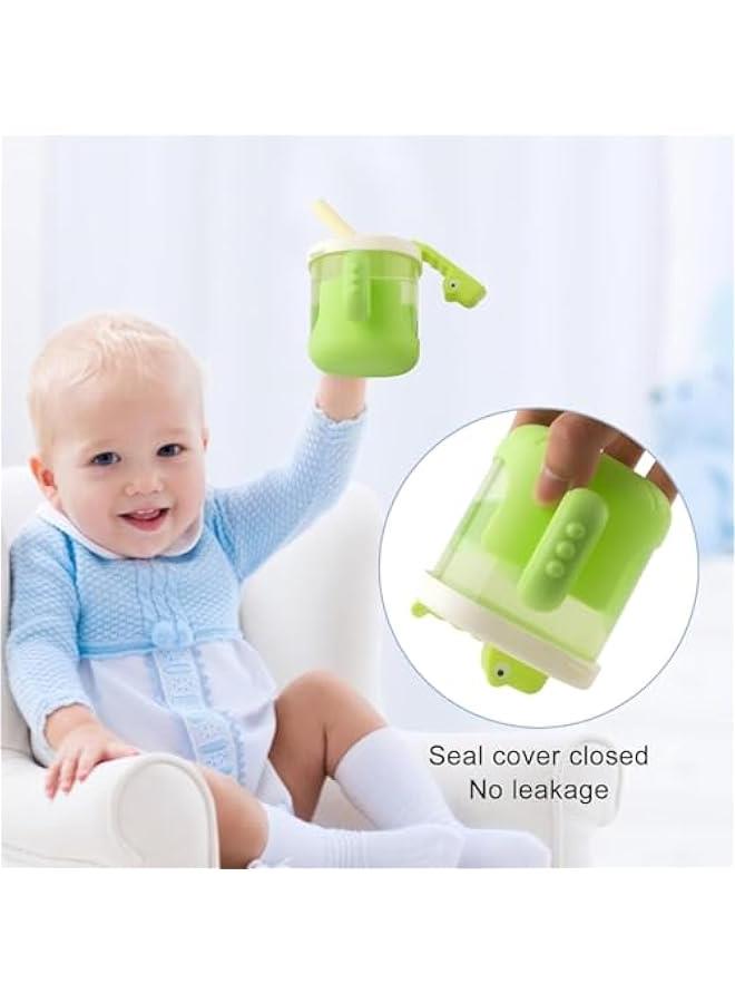 Gonice Baby Training Cup with Lid and Straw, Free-flow Cup, Transition Sippy Cup and Open Cup with Handles, Spill-Proof, Leak-Proof Soft Silicone Spout Cup 300ML (Green) - Image 2