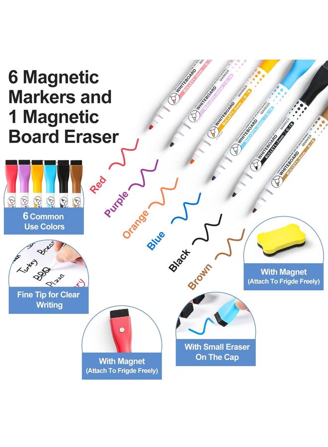 4 قطع من ألواح المسح المغناطيسية للثلاجة، سبورة بيضاء قابلة للمسح للثلاجة مع 6 أقلام تحديد وممحاة واحدة - مفكرة مغناطيسية صغيرة فارغة للمطبخ المنزلي - Image 2