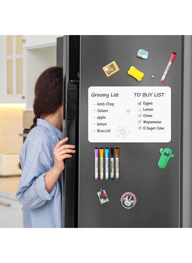 4 قطع من ألواح المسح المغناطيسية للثلاجة، سبورة بيضاء قابلة للمسح للثلاجة مع 6 أقلام تحديد وممحاة واحدة - مفكرة مغناطيسية صغيرة فارغة للمطبخ المنزلي - Image 4