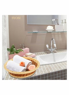 Y&D 3 Pack Woven Breads Baskets, SYOSI 11.5 Inch Poly-Wicker Round Fruit Baskets Stackable Food Serving Holder Imitation Rattan Basket for Kitchen, Restaurant, Outdoor, (Brown, Beige)  - Image 3