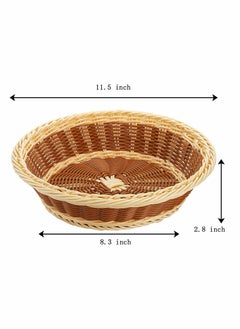 Y&D 3 Pack Woven Breads Baskets, SYOSI 11.5 Inch Poly-Wicker Round Fruit Baskets Stackable Food Serving Holder Imitation Rattan Basket for Kitchen, Restaurant, Outdoor, (Brown, Beige)  - Image 5