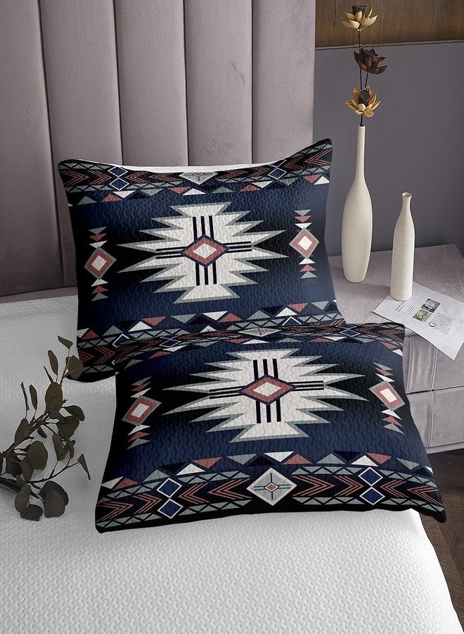 Homewish Southwestern Bedspread King Size,Rustic Farmhouse Western Bedding Set,Kids Adult Geometric Aztec Tribal Arrow Striped Comforter Set Dark Blue Red Vintage Bohemian Quilt Coverlet,2 Pillowcases - Image 3