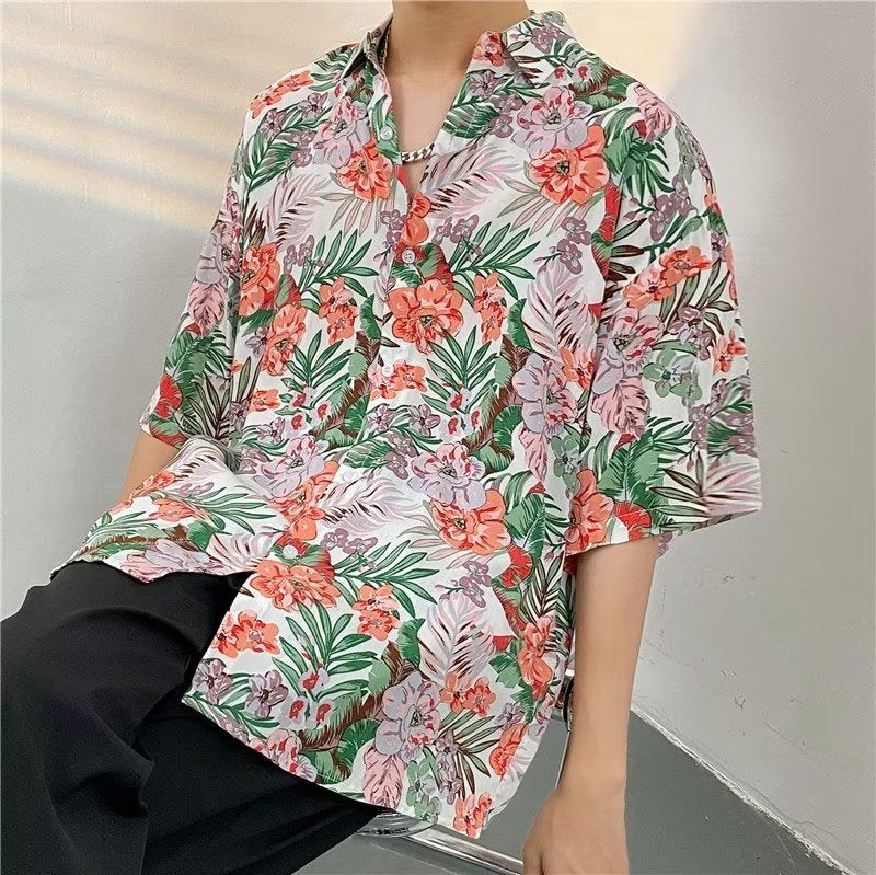 Elegant Pu Handsome Half Sleeve Shirt Retro Hong Kong Style Trendy Stacked Coat Plus Size Fat Casual Slimming Top - Image 5