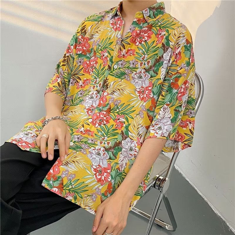 Elegant Pu Handsome Half Sleeve Shirt Retro Hong Kong Style Trendy Stacked Coat Plus Size Fat Casual Slimming Top - Image 4