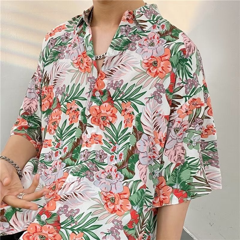 Elegant Pu Handsome Half Sleeve Shirt Retro Hong Kong Style Trendy Stacked Coat Plus Size Fat Casual Slimming Top - Image 1