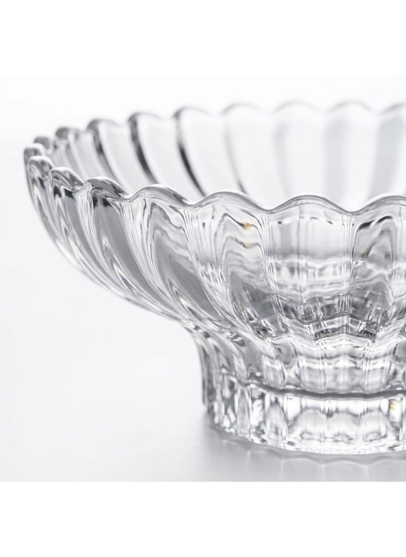 Blinkmax Glass Fruit Bowl with Raised Base, Ribbed Design, Elegant Serving Dish for Fruits and Pastries, for Dining Tables and Gatherings - Transparent - Image 4
