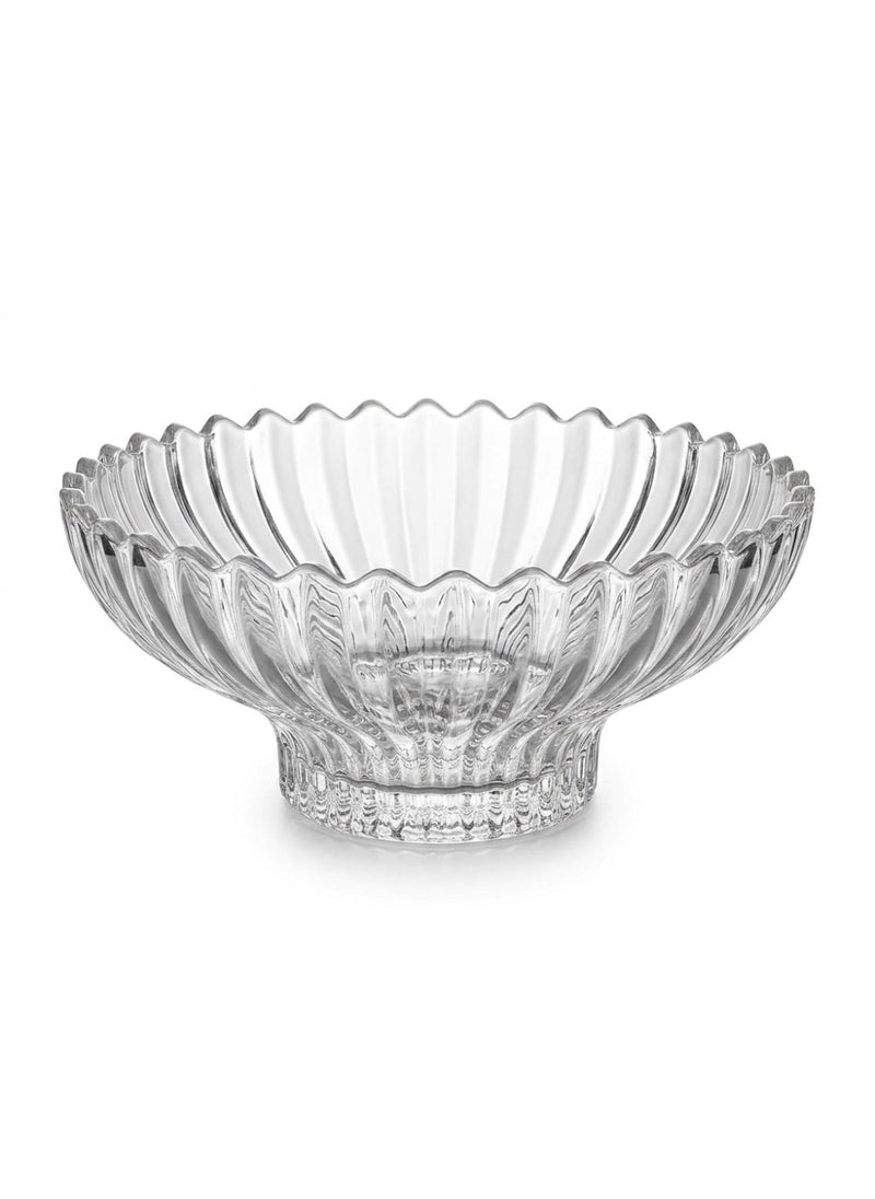 Blinkmax Glass Fruit Bowl with Raised Base, Ribbed Design, Elegant Serving Dish for Fruits and Pastries, for Dining Tables and Gatherings - Transparent - Image 5