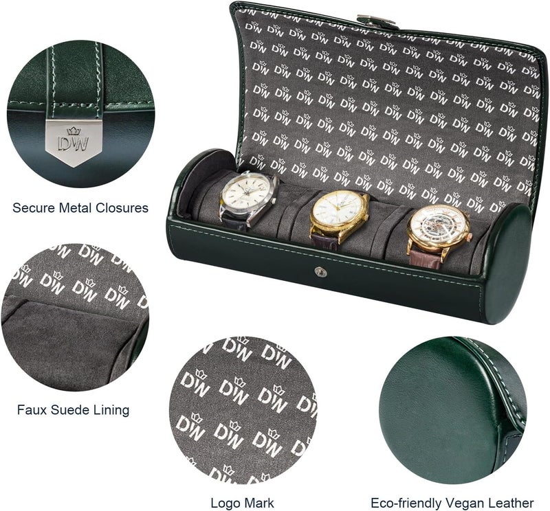 DUKWIN Vegan Leather Watch Roll Traval Case Box with 1 Slots with Removable Pillows and Microfibre Fleece Interior, Portable Watch Display Organizer for Watches/Bracelets for Men & Women - Image 2