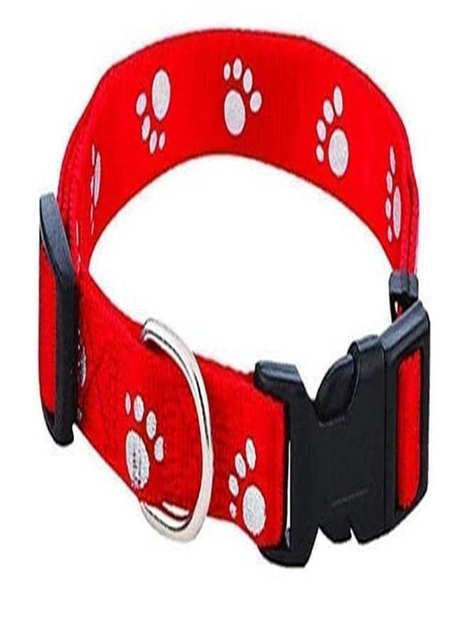 Pups&Pets 10MM Adjustable Nylon Paw Print Design Cute Collar and Leash Set with Bell for Dogs & Cat - (Red) - Image 2