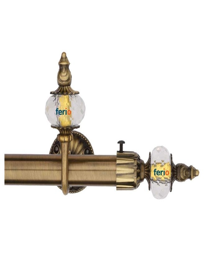 FERIO Curtain Rod Holder and Brackets Set Zinc and Diamond for Door and Window Curtain Accessories 1 Inch Parda Holder Curtain Finials for Home Decor Brass Antique (Pack of 2) - Image 2