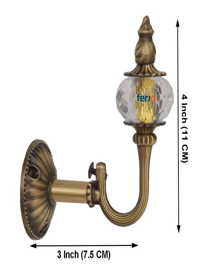 FERIO Curtain Rod Holder and Brackets Set Zinc and Diamond for Door and Window Curtain Accessories 1 Inch Parda Holder Curtain Finials for Home Decor Brass Antique (Pack of 2) - Image 3