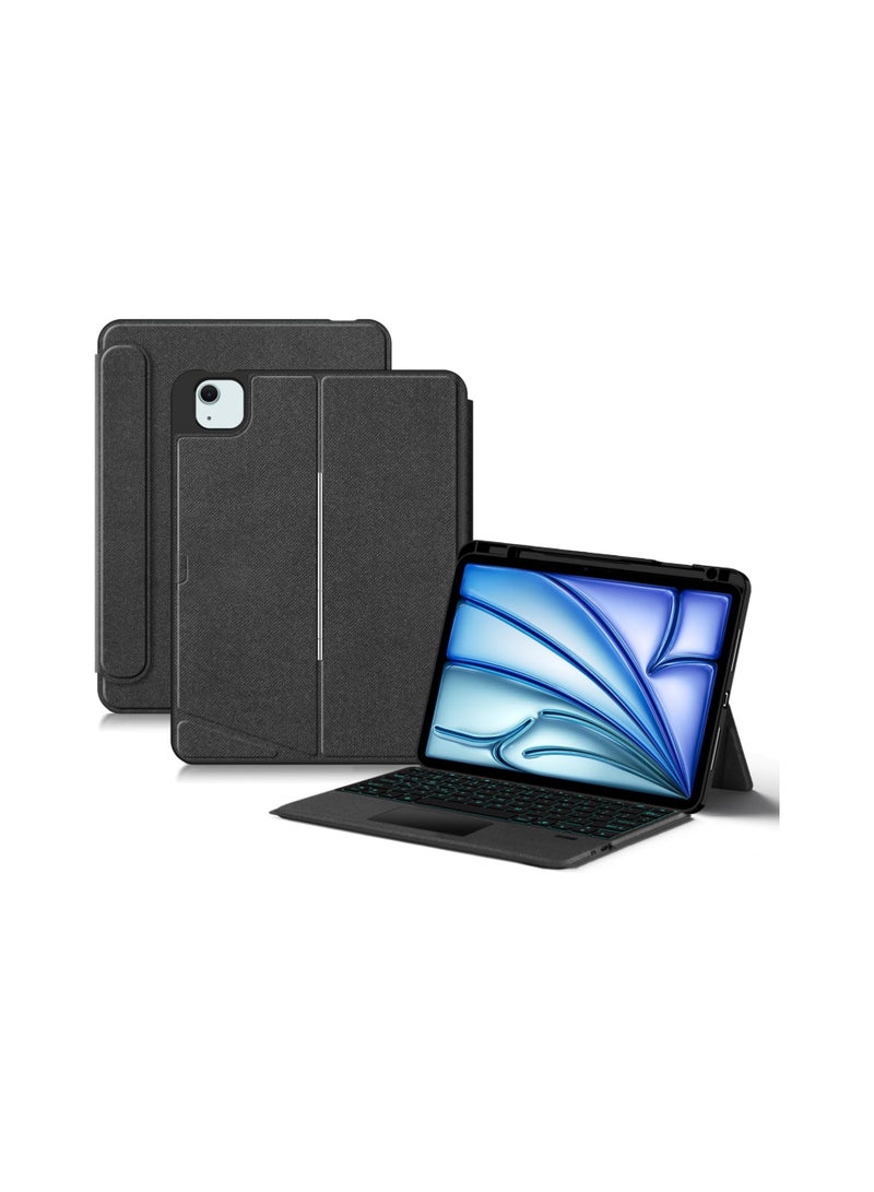 General Backlit Keyboard for iPad Air 11 (2025) 11-inch (M3), Leather Case with Pen Holder, Magnetic Removable Detachable Wireless Bluetooth Touchpad Touchpad Keyboard  - Image 1