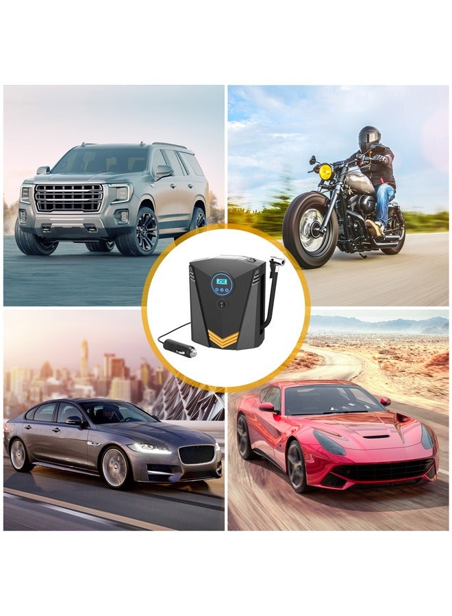 Digital Car Tyre Inflator Air Compressor, with Auto Stop and LED Light ，Portable 150PSI DC12V Air Pump 9.5FT Cord with Digital Pressure Display and 3 Nozzle, Valve Adaptors for Car/Bike/Ball/Motorbike - Image 2