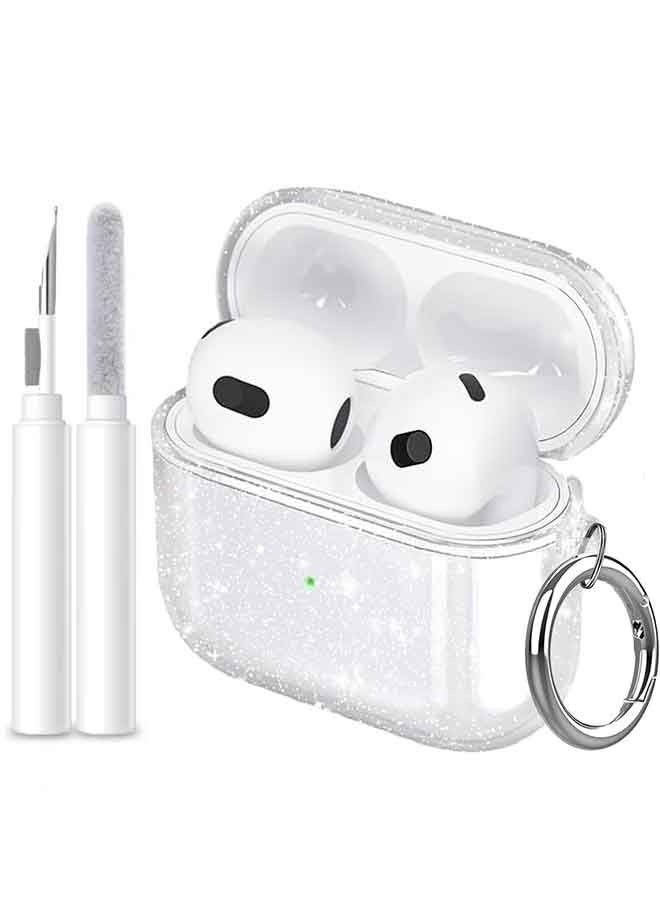 جراب شفاف لامع لسماعات AirPods 4، تصميم براق لغطاء الجيل الرابع من AirPods 2024، غطاء TPU ناعم مقاوم للصدمات لحماية كاملة لسماعات AirPods 4 أثناء الشحن مع مشبك تعليق - شفاف - Image 1