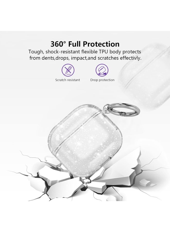 جراب شفاف لامع لسماعات AirPods 4، تصميم براق لغطاء الجيل الرابع من AirPods 2024، غطاء TPU ناعم مقاوم للصدمات لحماية كاملة لسماعات AirPods 4 أثناء الشحن مع مشبك تعليق - شفاف - Image 4