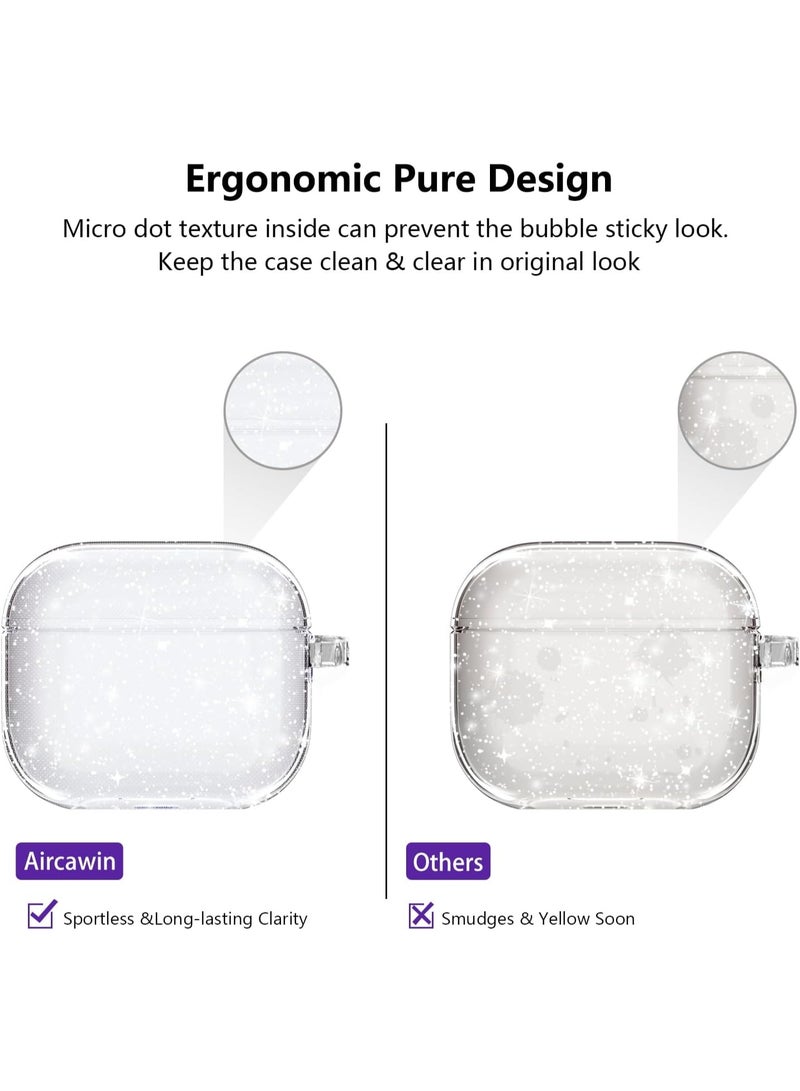 جراب شفاف لامع لسماعات AirPods 4، تصميم براق لغطاء الجيل الرابع من AirPods 2024، غطاء TPU ناعم مقاوم للصدمات لحماية كاملة لسماعات AirPods 4 أثناء الشحن مع مشبك تعليق - شفاف - Image 5