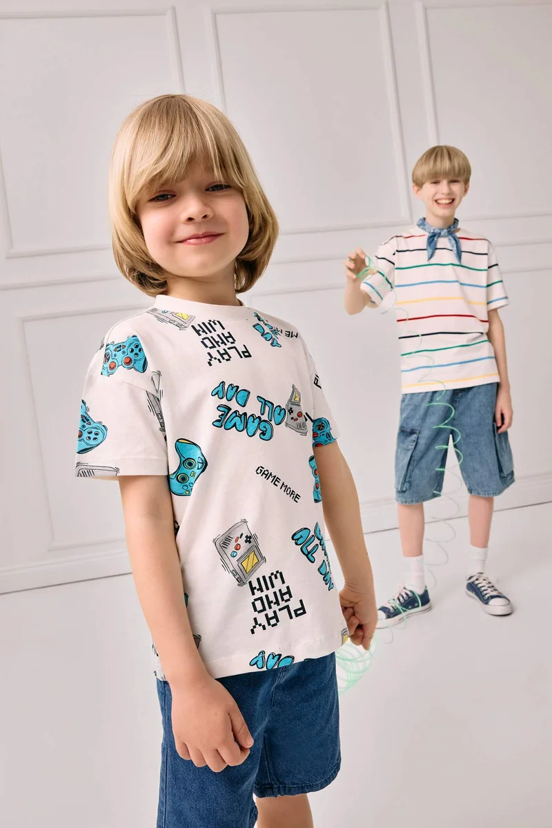 DeFacto Baby Boy Crew Neck Patterned T-Shirt