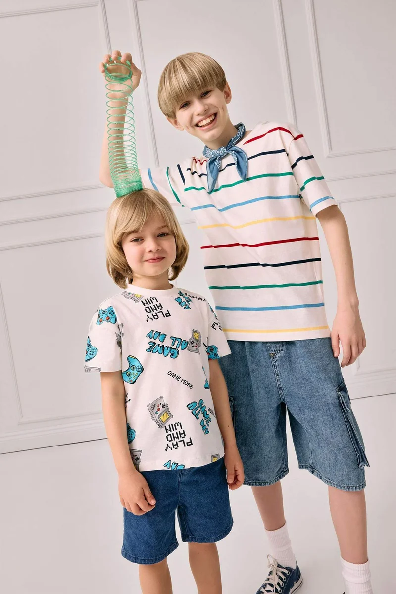 DeFacto Baby Boy Crew Neck Patterned T-Shirt